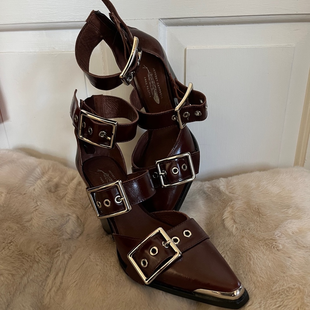 Feee Peoplex Jeffrey Campbell buckle booties
